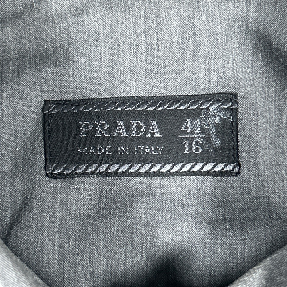 Prada Button Up Shirt Mens 41/16 Gray Long Sleeve‎ Made In Italy Luxury Designer - Picture 10 of 15